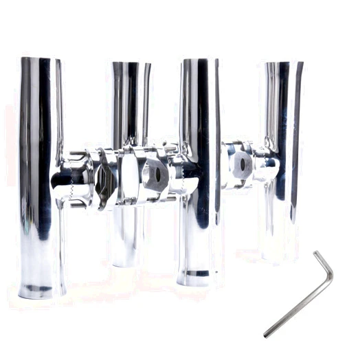 Amarine Made 4 Pcs Fishing Rod Holder, Stainless Tournament Style Clamp on Rod Holder, Rail Mount Fishing Pole Holder for Rails 1-1/4