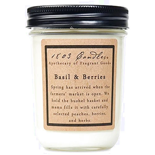1803 Candles - 14 oz. Jar Soy Candles - (Basil & Berries)