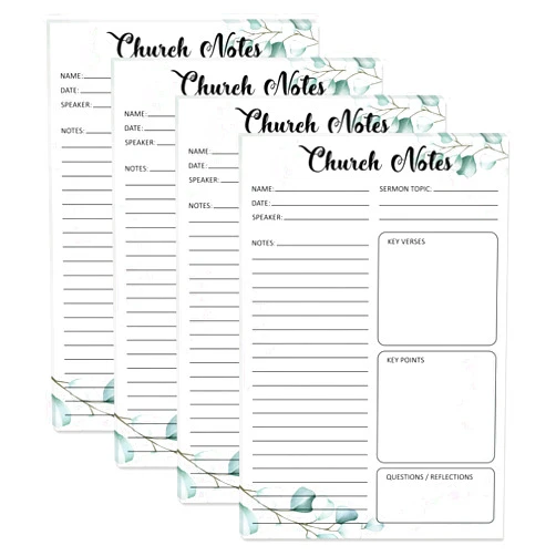 YHNTGB 4 Pcs Church Notes Notebook prayer request journal Tear Away Sermon Note Colorful Church Note Taking Supplies Religious Notepads 5.5 x 8.5 Inch Each with 25 Pages