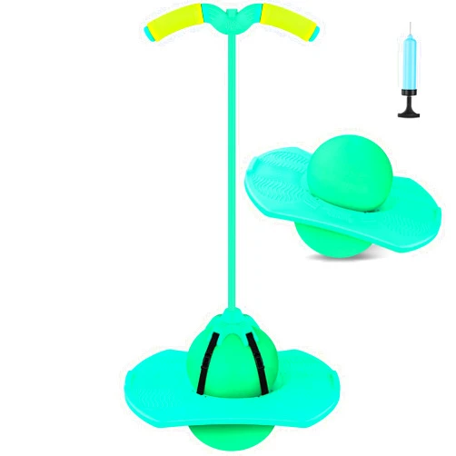 Christoy Pogo Jumper with Handle and Ball Pump, High Jump Toy Bounce Jump Trick Board Pogo Bouncing Ball Safe and Fun Pogo Stick for Kids Boys Girls and Adults (Green)