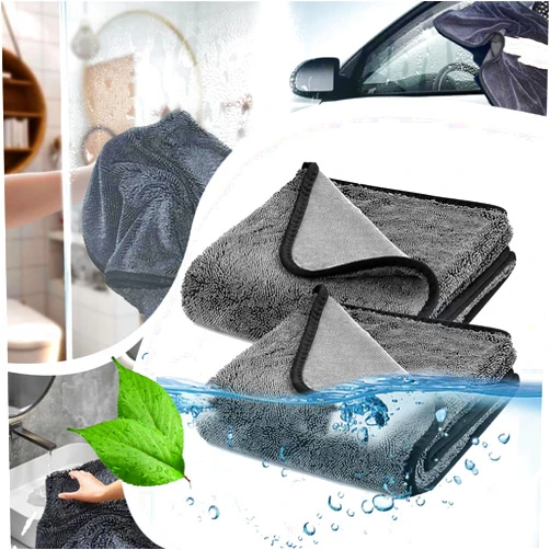 KYAOBEY 2PCS Shiny Bath XXL Drying Towel, Shiny Bath XXL Drying Towel for Shower, Shiny Wipes Shower Cleaning Cloths, Super Absorbent Microfiber Bath Towels for Bathroom,Car Home Cleaning (Dark Gray, 16*24IN)