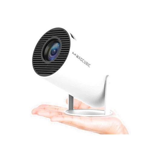 Magcubic Mini Projector, Magcubic HY300 Auto Keystone Correction Portable Projector, 4K/ 200 ANSI Smart Projector with 2.4/5G WiFi, BT 5.0, 130 Inch Screen, 180 Degree Flip, Round Design, Home Video Projector