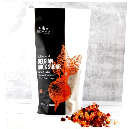 The Spice Lab Belgian Rock Sugar – 2 Pounds - Natural REAL Beet Sugar - Brown Rock Sugar - Teavana Style Tea Sugar - Perfect Sugar Cube or Amber Sugar Replacement - Natural Rock Sugar for Tea