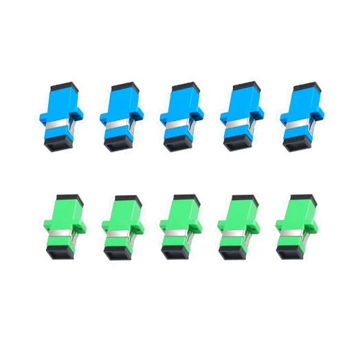 Fyboptwu 10 pcs SC (SM) Fiber Optical Coupler Adapter Included 5 pcs UPC SC Simplex Single Mode Connector & 5 pcs APC SC Simplex Singlemode Connector