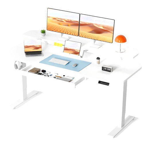 COMHOMA Electric Standing Desk with Drawers, 55 x 24 Inch Sit Stand up Desk with Monitor Stand, Laptop Stand, Height Adjustable Ergonomic Home Office Computer Desk with Memory Preset Controller