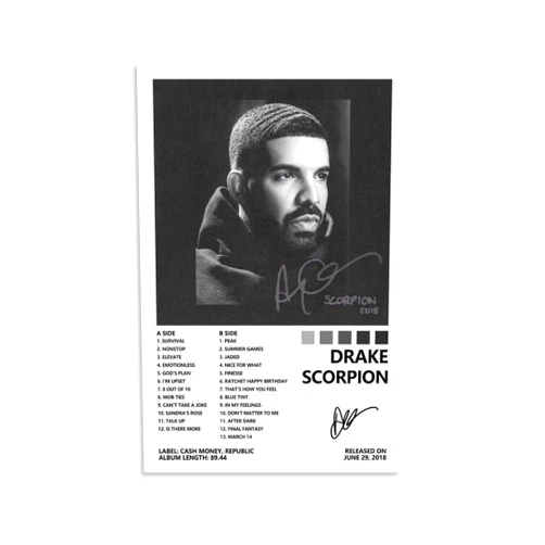 CHAUE Drake Poster Scorpion Album Cover Poster for Bedroom Aesthetic Canvas Art Wall Decor 12x18inch(30x45cm)
