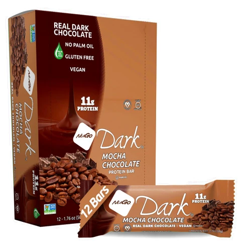 NuGo Dark Chocolate Mocha, 11g Vegan Protein, 200 Calorie, Gluten Free, 1.76 Ounce (Pack of 12)