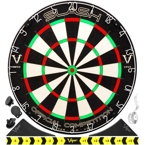 Viper Slash Official Competition Bristle Steel Tip Dartboard, WDF Accredited with Staple-Free Ultra-Thin Metal Wiring, Self-Healing Professional-Grade African Sisal, Magnetic Dart Holders,Black