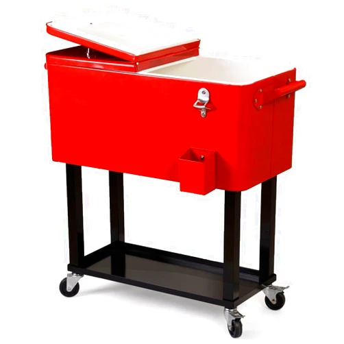 KOVALENTHOR Patio Deck Cooler Rolling Outdoor 80 Quart Solid Steel Construction Home Party
