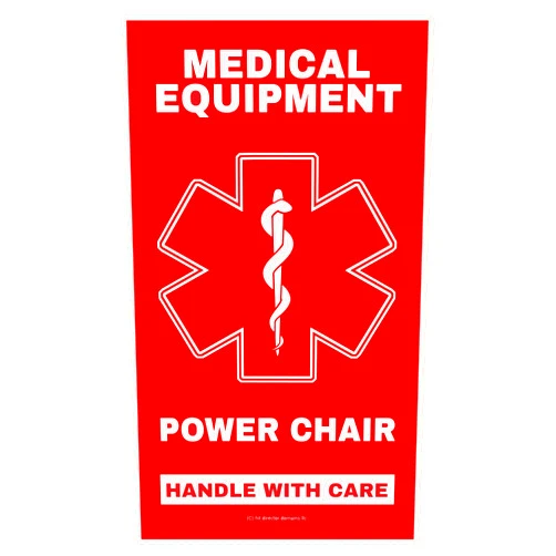CPAP Medical Luggage Tag Power Chair Medical Equipment Luggage Tag - Handle with Care, DOT and ACAA regulations (LUG-power-chair-336) Quantity (2)