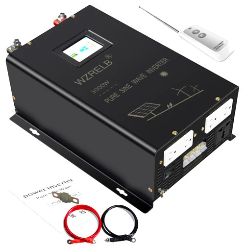 WZRELB 3000W 48V Pure Sine Wave Inverter,48 Volt DC to AC 120V 240V Split Phase Power Inverter,6KW Surge,5 AC Outlets,AC Hardwire Terminal,High Efficiency up to 91.6%,Wireless Remote