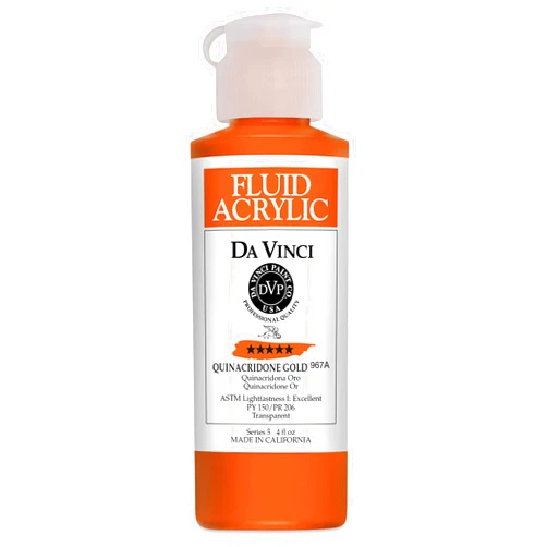 DA VINCI PAINTS AlvinCo Da Vinci Fluid Acrylic Paint Quin Gold 4 Ounce (967A)