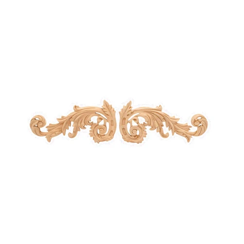 OUTWATER Designer's Edge Millwork 2-1/2 in. x 5-1/2 in. x 3/8 in. Unfinished Small Hand Carved North American Solid Alder Onlay Acanthus Scroll