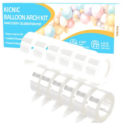KICNIC Balloon Arch Strip, 99ft Balloon Tape and 600 Glue Point Dots, Balloon Arch Kit for Garland, Party, Birthday, Baby Shower, Graduation, Graduation Decorations
