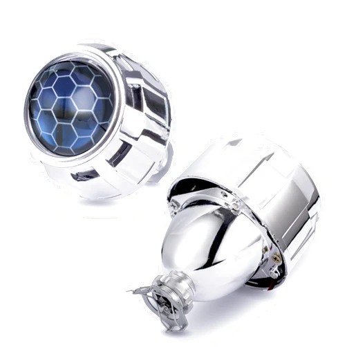 YUFANYA 2.5 Inch Honeycomb Bixenon Projector Lens with Sliver Chrome Shrouds,High/Low Beam Function Mini H1 Fit for H1 H4 H7 Car Motorcycle Retrofit