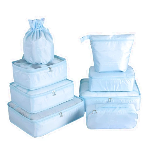 AI DU Travel Packing Cubes 8 Pcs Set, Luggage Packing Organizers with Shoe Bag and Toiletry Bag