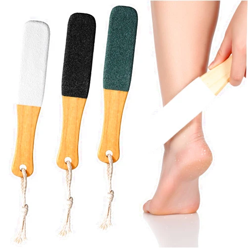 Zelphvt 3-Pack Wooden Handle Foot Scrubber & Callus Remover, Foot File Pumice Stone to Remove Hard Skin, Foots Pumice Stone Pedicure File Professional Pedicure Supplies Callus Remove Cracked Heels