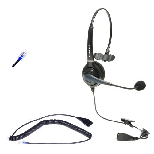 OvisLink Call Center Headset Compatible with Mitel Phones | Noise Canceling, Premium Voice Quality, Adjustable, Rotatable Mic Boom | RJ9 Headset Quick Disconnect Included