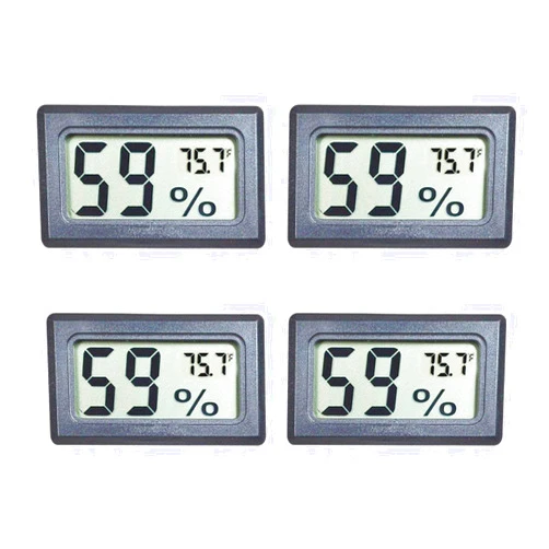 Veanic 4-Pack Mini Digital Temperature Humidity Meters Gauge Indoor Thermometer Hygrometer LCD Display Fahrenheit (℉) for Reptile Tank,Jars,Guitar Case,Greenhouse, Garden, Cellar, Fridge, Closet