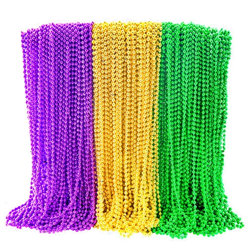JOYIN 120 Pcs Mardi Gras Bead Necklaces, Gold Green Purple Metallic Colors Necklaces Set for Mardi Gras Party Favors Supplies, Decoration, Costume Accessories, Masquerade