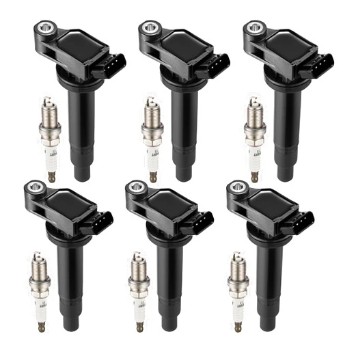 SYKRSS Set of 6 Ignition Coil Pack UF267 and Iridium Spark Plugs 4504 6 Pack Compatible with Lexus ES300 ES330 RX300 RX330 RX400 Toyota Avalon Camry Highlander Sienna 3.0L 3.3L V6 Replaces C1175