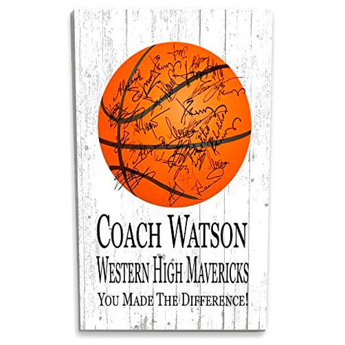 Broad Bay Basketball Coach Gift Plaque PERSONALIZED Sign For Basketball Team Coaches Custom SIGNABLE for Player Signatures & Thank You Notes 16.5in x 10.5in (Basketball Coach)