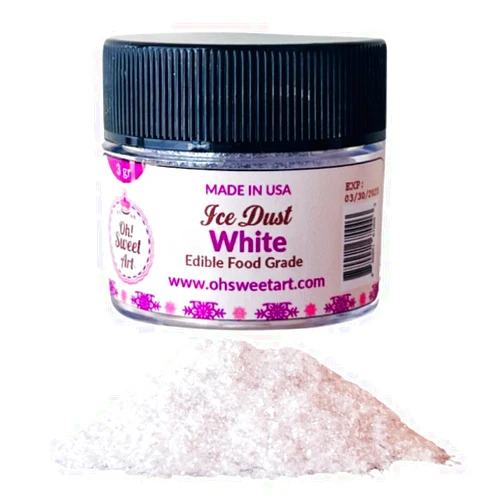 Oh! Sweet Art Oh Sweet Art - Ice Dust - Edible Glitter For Decorating Cakes, Cupcakes, Cake Pops, & More - Sprinkle on Sparkle and Luster to Sweets - Kosher, Food-Grade Coloring - White - 3 grams