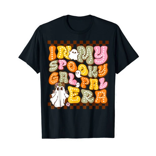 Funny Halloween Costume Matching Cute Ghost In My Spooky Gal Pal Era Retro Groovy Halloween T-Shirt