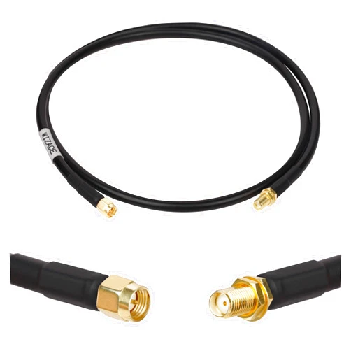 WIZACE 3ft SMA Female to SMA Male Pure Copper Low Loss Cable, S-MR240 Extension Coaxial - Antenna Lead Extender for 3G/4G/5G/6G/LTE/ADS-B/Ham/GPS/WiFi/RF Radio Use (50 Ohm Not for TV)