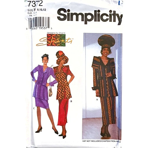Simplicity 7372 Shanti Design Misses' Top & Skirt Set Sewing Pattern Size K (8-10-12)