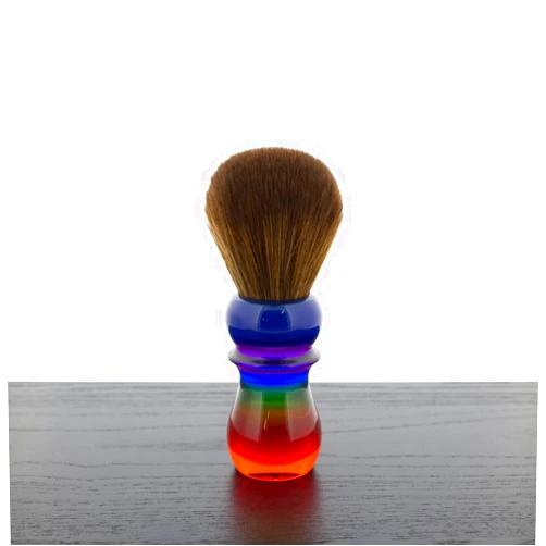 Yaqi Brown Synthetic Shaving Brush, Rainbow Handle