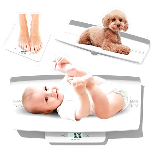 Helsevesen Digital Baby Scale, 3 in 1 Multifunctional Baby Weight Scale, Adult Scale, Infant Scale for Cats & Puppies, Below 50kg/10g, 50-100kg/50g, 180kg/100g, G/KG/LB/ST:LB, 25-inch Height Measurement