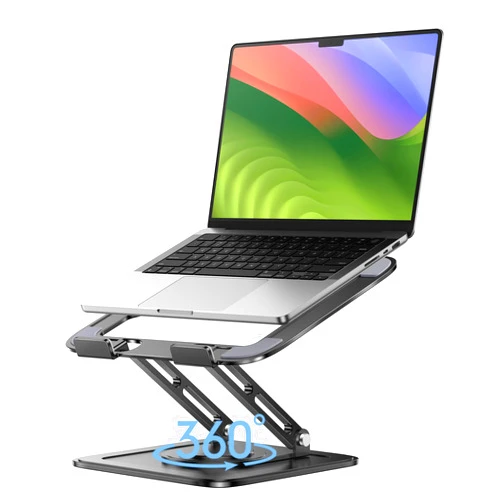 LOXP Adjustable Laptop Stand, Computer Stand with 360 Rotating Base, Ergonomic Laptop Riser Mount for Desk Foldable Protable Computer Desk Fits with MacBook Pro Air (10-16