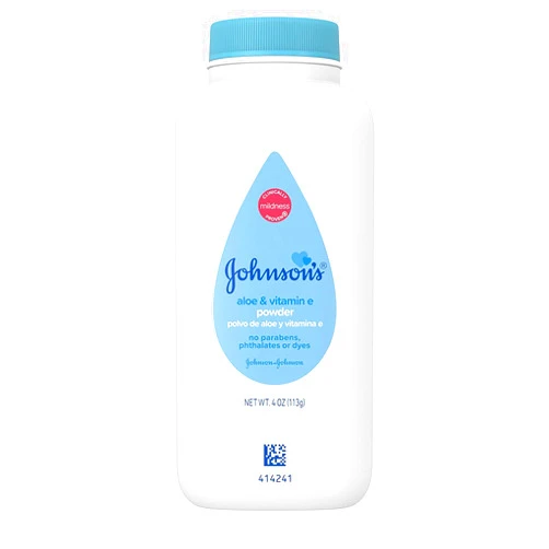 Johnson & Johnson Johnson's Baby Powder with Naturally Derived Cornstarch Aloe & Vitamin E, Hypoallergenic, 4 oz