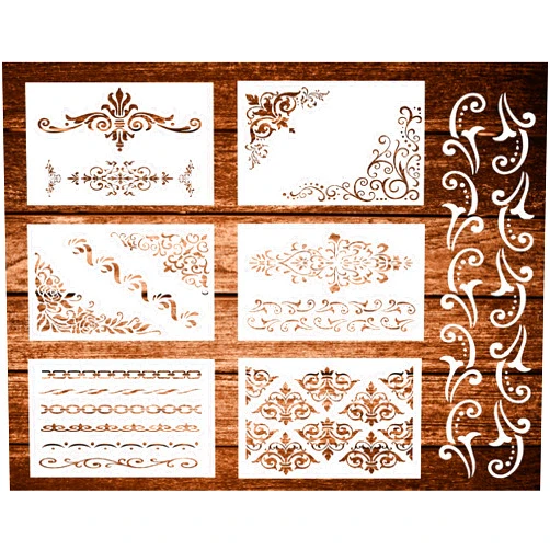Anjie + ash 6-Piece Reusable Stencil Set for Crafts - 14