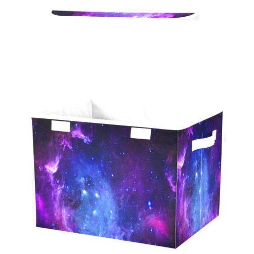 senya Large Storage Bins with Linen Collapsible Foldable Cubes Fabric Closet Organizer Containers box Flip-Top Lid for Home Office 16.5 x 12.6 x 11.8in (Universe Galaxy Nebula Space), B06D22020