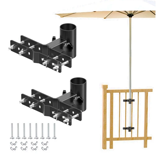 Generic Balcony Umbrella Stand Outdoor Base,Heavy Duty Adjustable Metal Deck Patio Umbrella Holder Mount Clamp for Fence, Railing, Deck