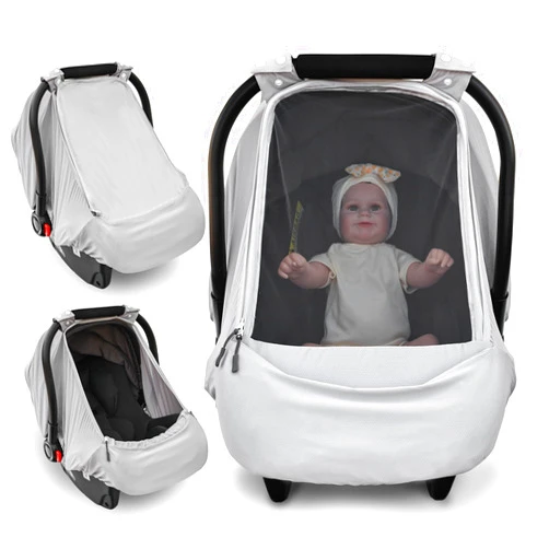 Beatoutou Baby Car Seat Cover,Sunproof Car Seat Canopy for Babies,Baby Boy Car Seat Cover, Baby Girl Car Seat Sun Shade Cover,Infant Carseat Covers for Summer/Spring Use(Gray)