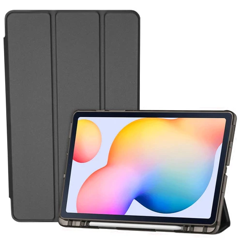 ProCase Cover for Galaxy Tab S6 Lite 10.4 Case 2024 2022 2020 with S Pen Holder(SM-P620/P625/P613/P619/P615/P610), Trifold Stand Folio Soft TPU Translucent Back Cover Support Auto Wake/Sleep -Black