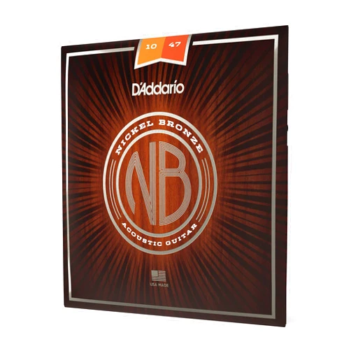 D'Addario Acoustic Guitar Strings, Nickel Bronze, NB1047, Extra Light Gauge 10-47, 6-String Set, Pack of 1