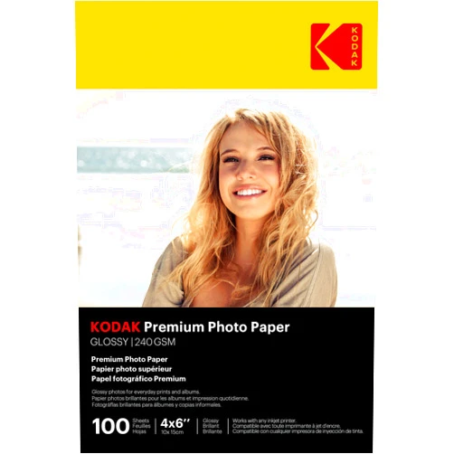 Kodak photo paper 4 x 6 glossy, 100 count 66 lb - 240 g/m (41175-9891181)**THIS PRODUCT IS NOT COMPATIBLE WITH THE KODAK DOCK PRINTER**