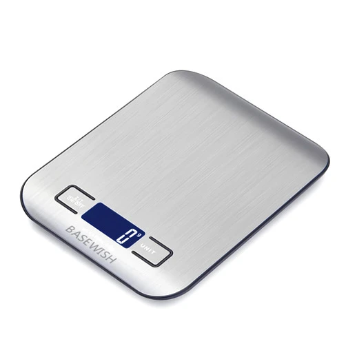 BaseWish Electronic Digital Kitchen Food Scale, 11LB Weight in Ounces and Grams for Cooking and Baking, 6 Units with Tare Function (Batteries Not Included)