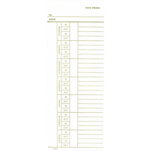 COMPUMATIC (200) Time Cards for uPunch CR1000 Time Clock, Bi-Weekly, by COMPUMATIC