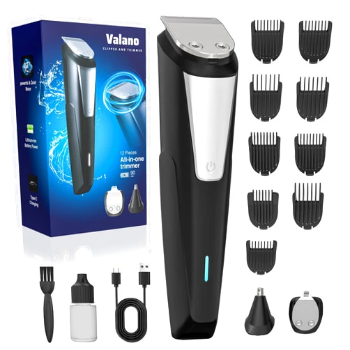 Valano Beard Trimmer Hair Clippers for Men All-in-One Self-Sharpening Electric Men's Cordless Rechargeable Mustache Grooming Kit Gift for Ear Nose Body Public