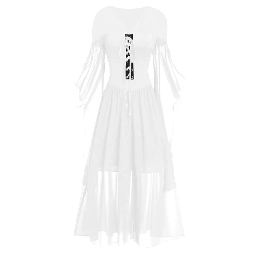 FONMA Gothic Dress for Women 2024 Vintage Cocktail Batwing Halloween Evening Dresses Plus Size Renaissance Medieval Dress