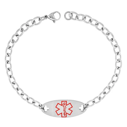 Sabrina Silver Surgical Steel Medical Alert Bracelet for BRILINTA ID 9/16 inch wide, 9 inch long