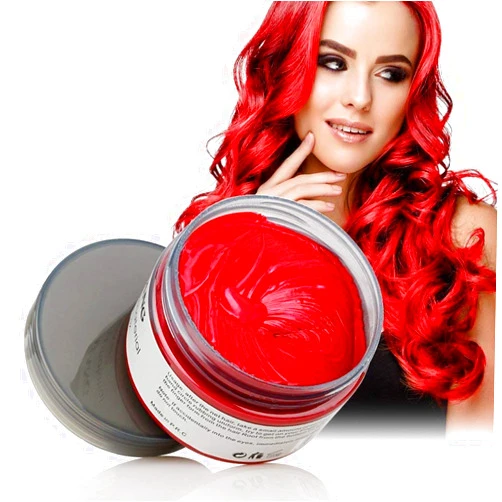 BeeShine Hair Coloring Wax, Wine Red Disposable Instant Matte Hairstyle Mud Cream Hair Pomades for Kids Men Women to Cosplay Nightclub Masquerade Transformation