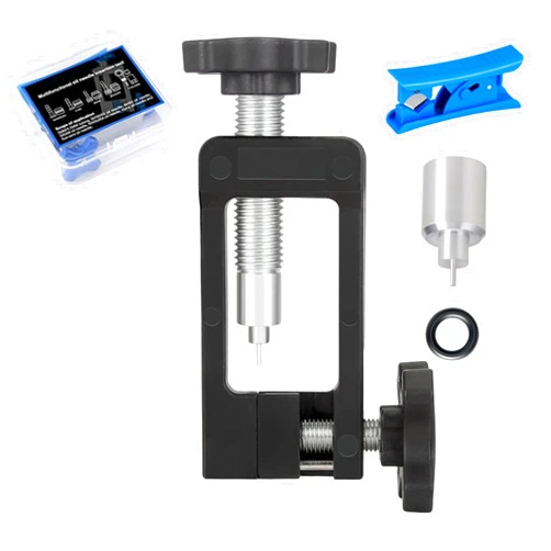Tailcle 2 in 1 Bicycle Hydraulic Hose Cutter and Needle Driver Tool for MTB Road Bicycle - Olive Banjo Fitting Install, Compatible with Most Needle Drivers