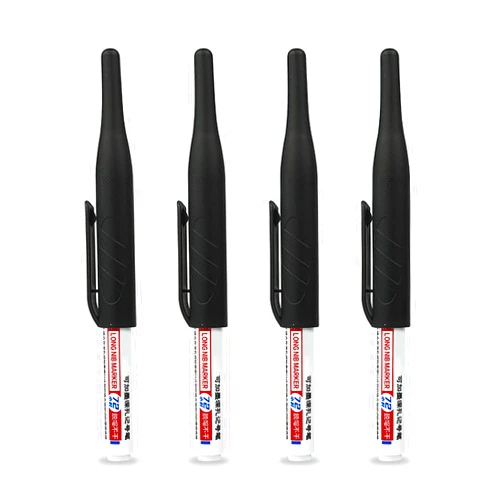 JSGHGDF 4X Multi-Purpose Deep Hole Marker Pens 32mm Waterproof Deep Reach Markers Carpenter-Ink Marker for Home Decoration 4X/Set Waterproof Deep Hole Marker Pens 32mm Long Nose Marker Deep Reach Markers