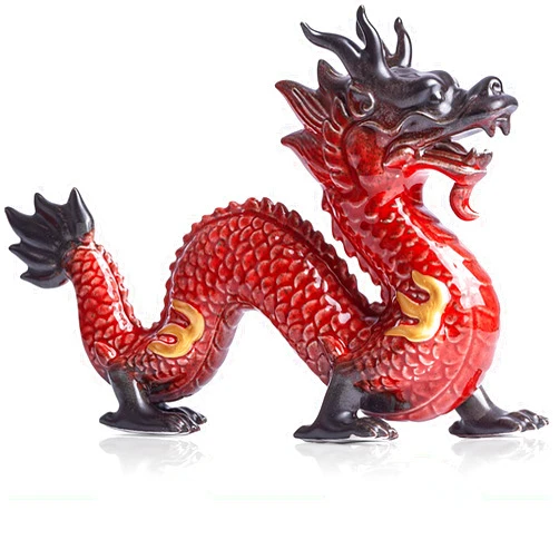 HAOWUJIN Large Chinese Feng Shui Dragon Statue Home Decor Office Decor Good Lucky Gifts,8 in Dragon Figurine,Attract Wealth Dragon Gift for Living Room, Bedroom, Shelves, Garage, Bookshelf,Red Oriental Dragon